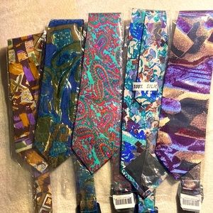 Unisex / Men’s 100% Silk Ties 54” Quantity: 5 Multicolor NWT See Pictures